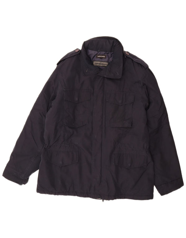 Alberto Aspesi Herre Hætte Military Jacket UK 40 Large Navy Blue Polyester