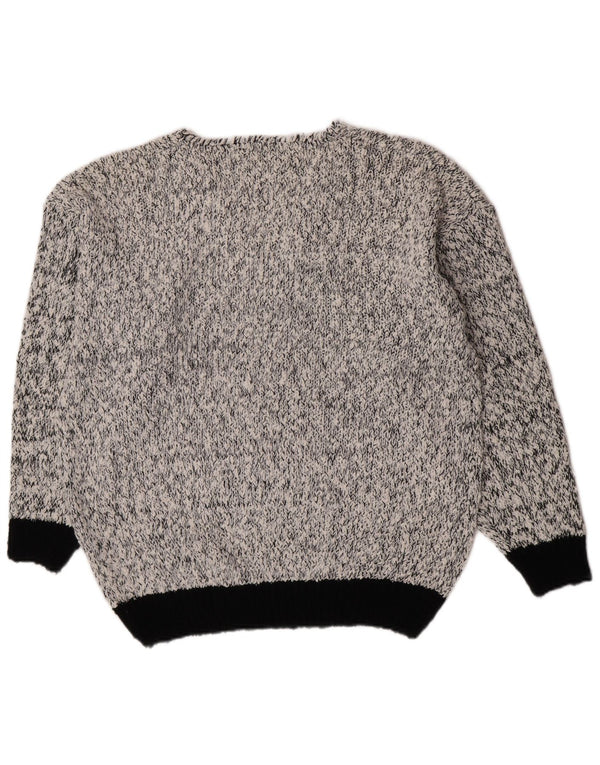 Lady Charme Dame V-hals sweater EU 48/50 2XL Hvid Flecked Retro