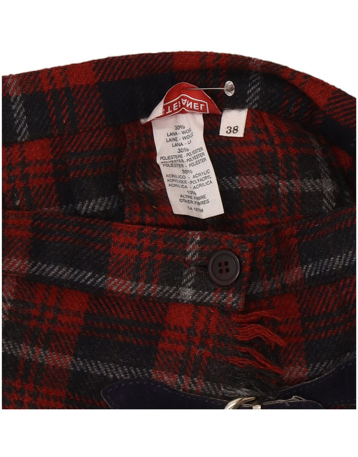 Stefanel Dame Mini Wrap Nederdel IT 38 XS W22 Rød Plaid Uld