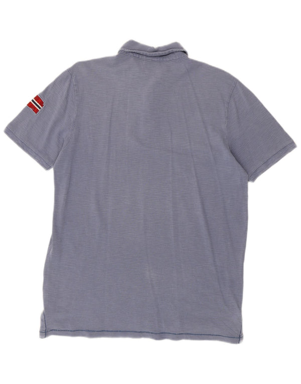 Napapijri Herre Geographic Graphic Polo Shirt Stor Blå Bomuld