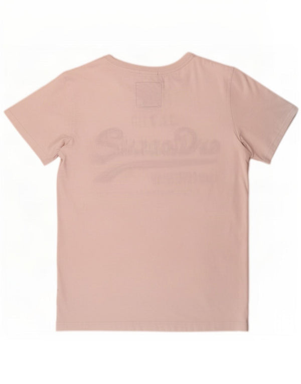 Superdry Womens Classic Fit Grafisk T-shirt Top UK 12 Medium White Bomuld