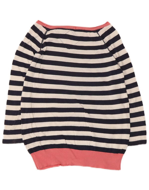 Superdry Dame Boat Neck Jumper Sweater UK 12 Mellem marineblå stribet