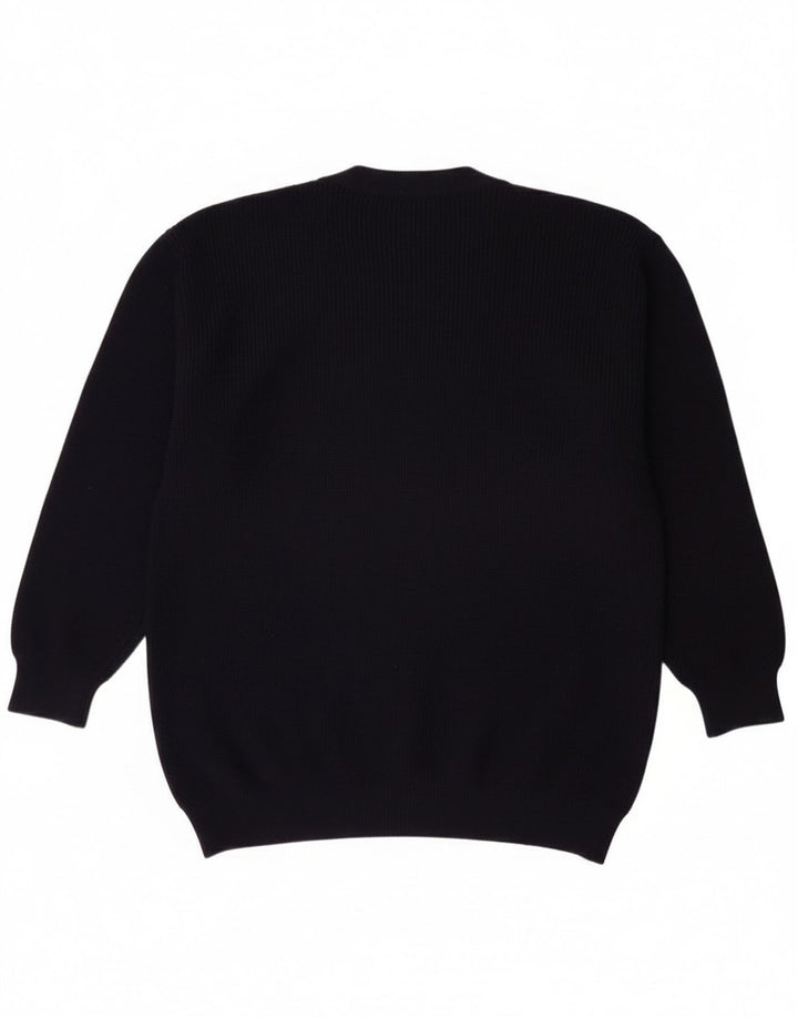 Vintage herre cardigan sweater stor marineblå ny uld