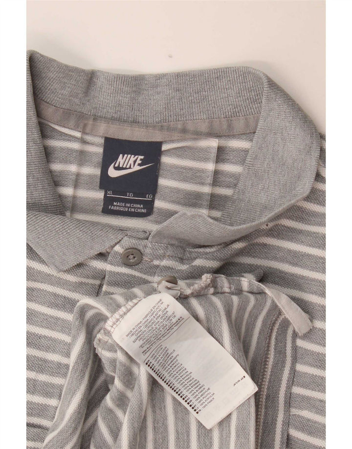 Nike herre poloshirt XL gråstribet bomuld