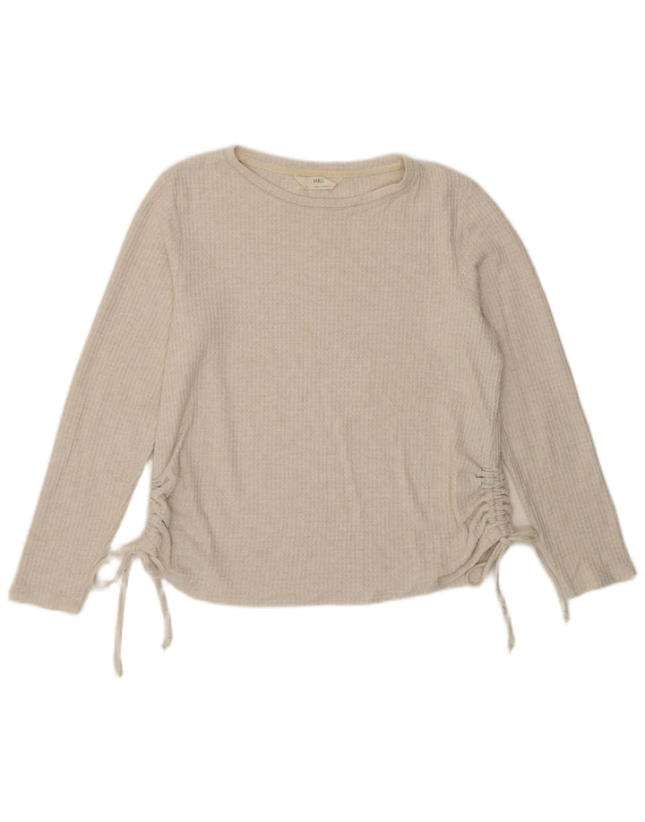 Marks & Spencer Dametop Langærmet UK 12 Medium Beige Viscose