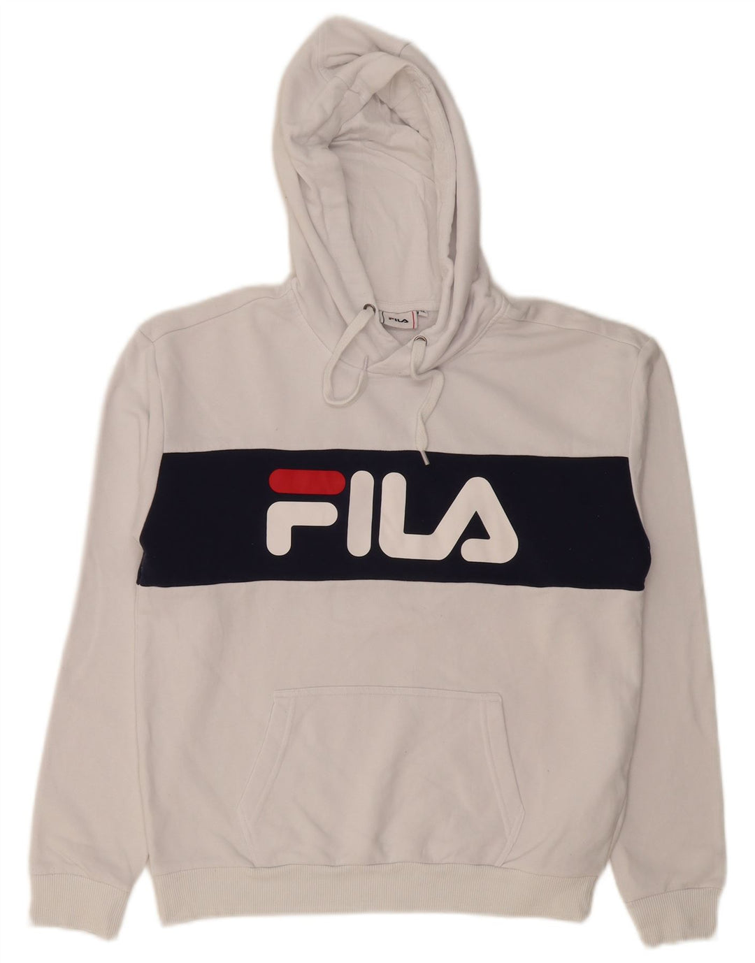 FILA Grafisk hættetrøje til kvinder UK 14 Medium White Colourblock Bomuld