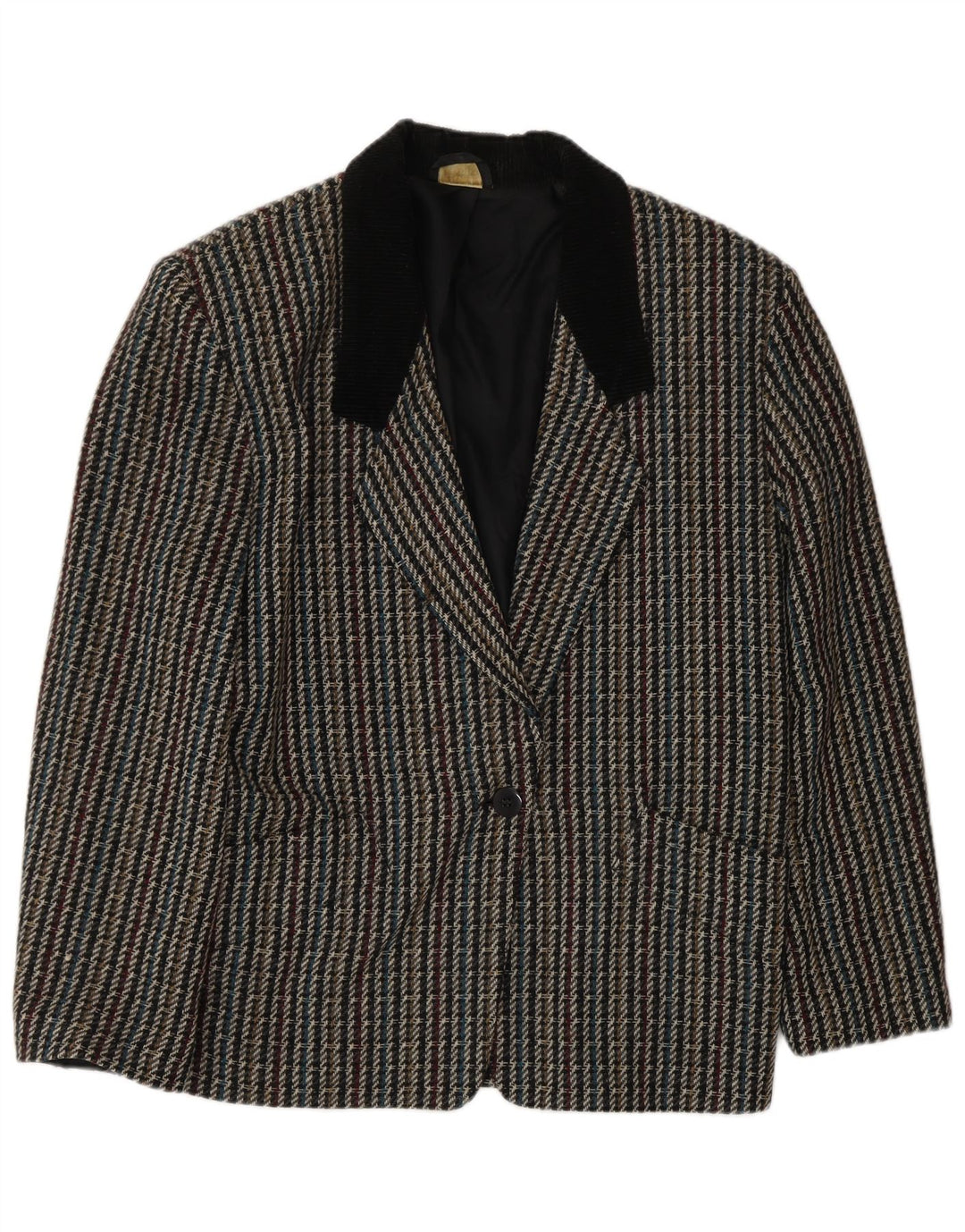 Vintage Dame 1 Knap Blazer Jacket UK 10 Small Multicolored Check