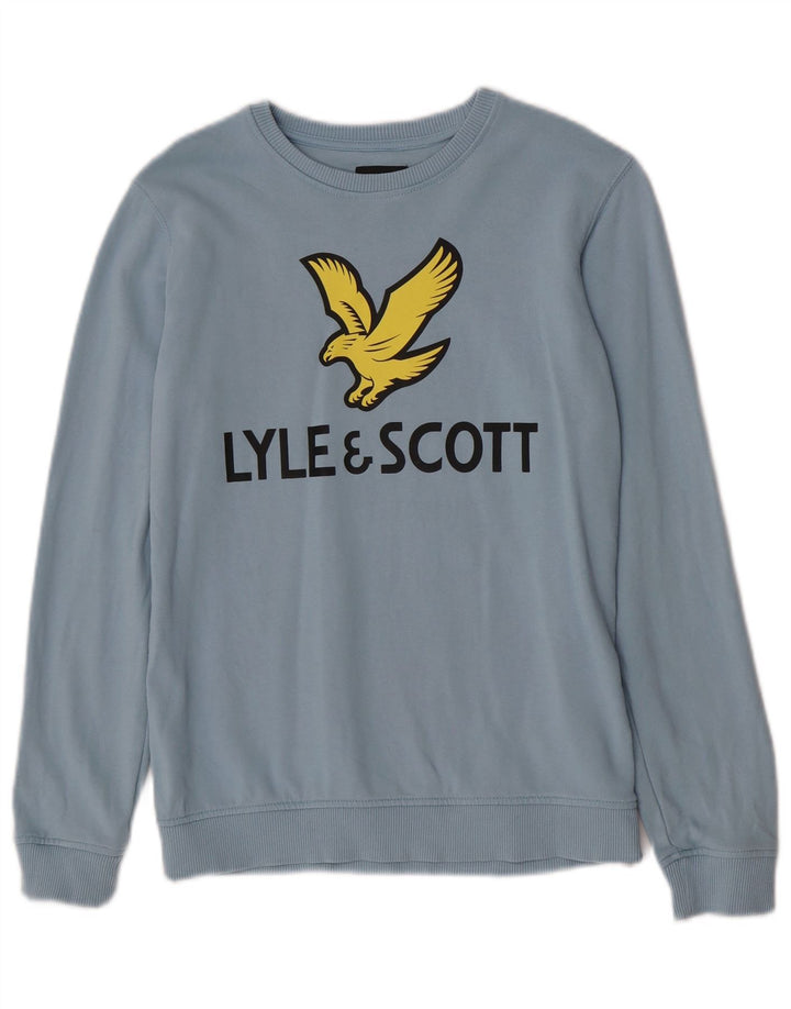 Lyle & Scott Boys Grafisk Sweatshirt Jumper 12-13 år Blå Bomuld