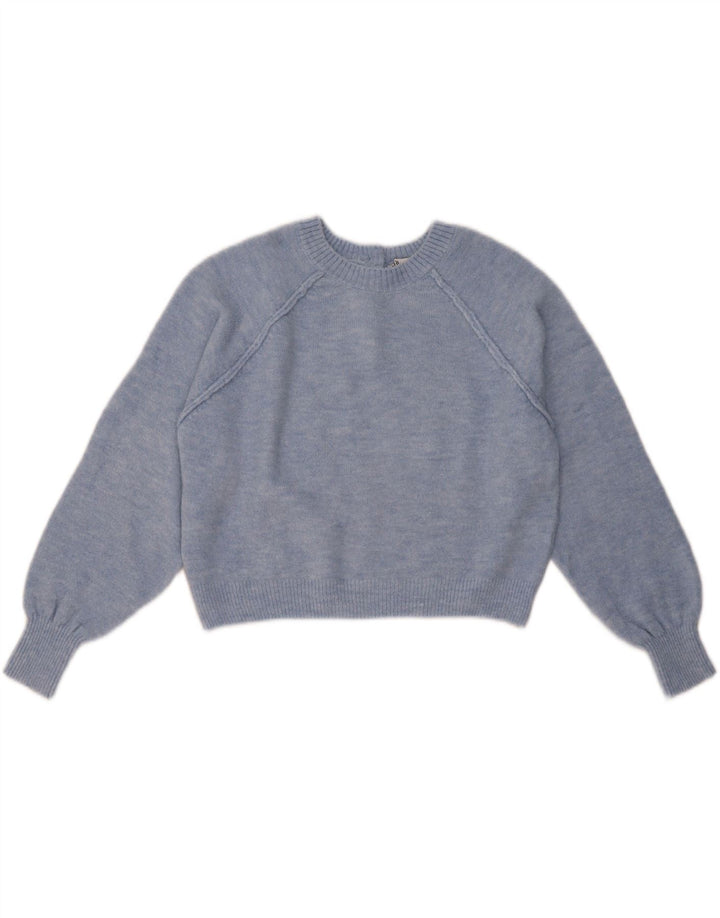ZARA Womens Crop Oversized Crew Neck sweater UK 10 Small Blue
