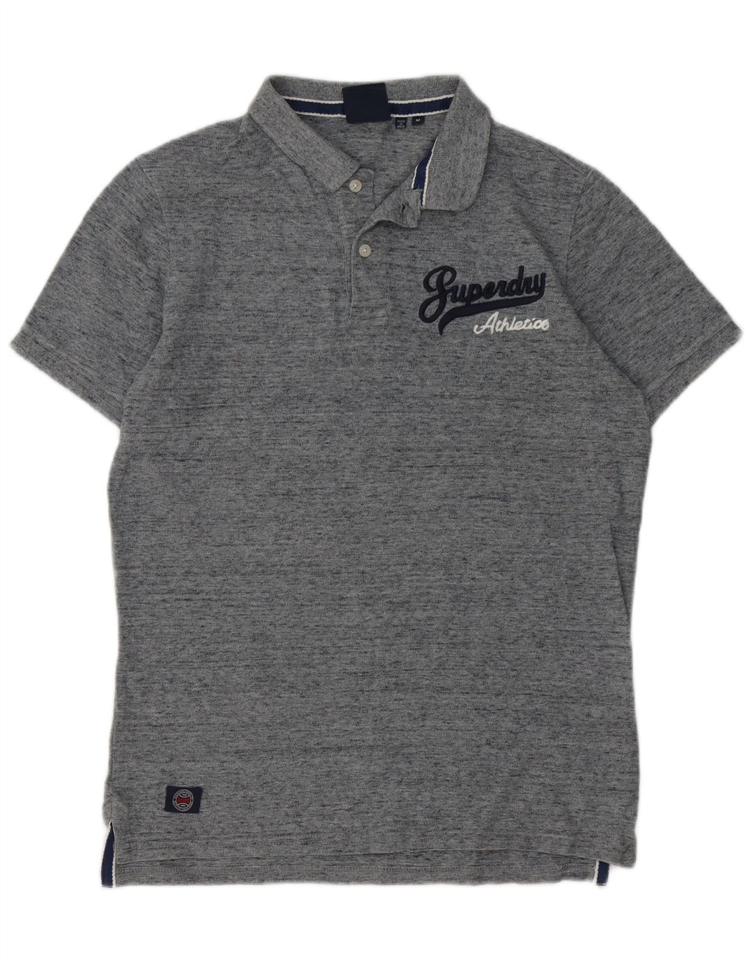 Superdry grafisk poloshirt til mænd, mellemgrå flækket bomuld