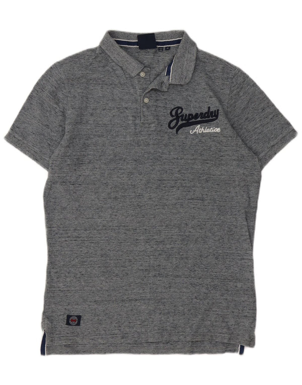 Superdry grafisk poloshirt til mænd, mellemgrå flækket bomuld