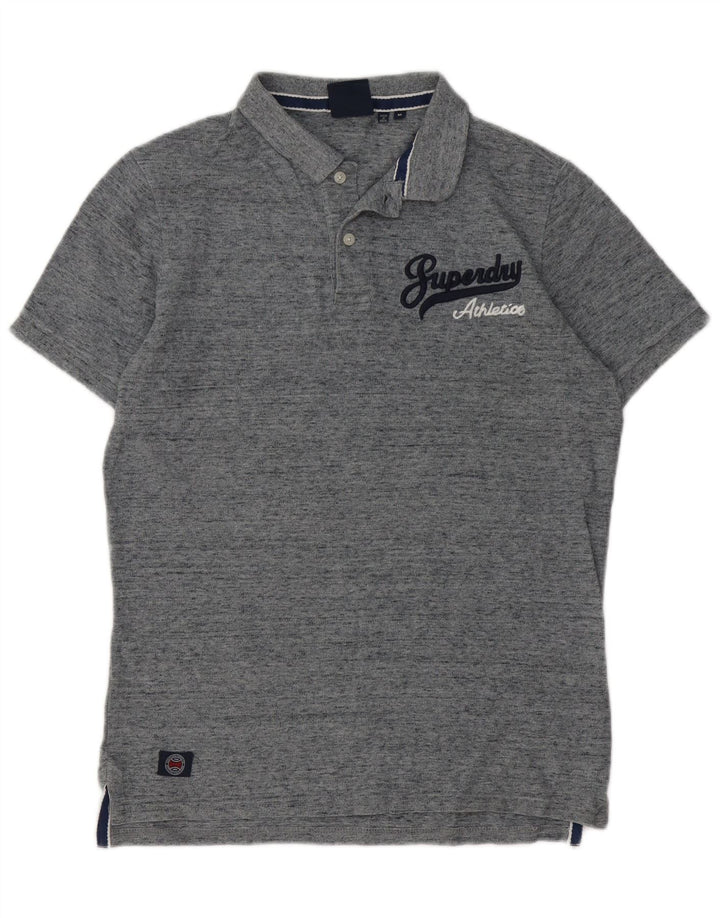 Superdry grafisk poloshirt til mænd, mellemgrå flækket bomuld