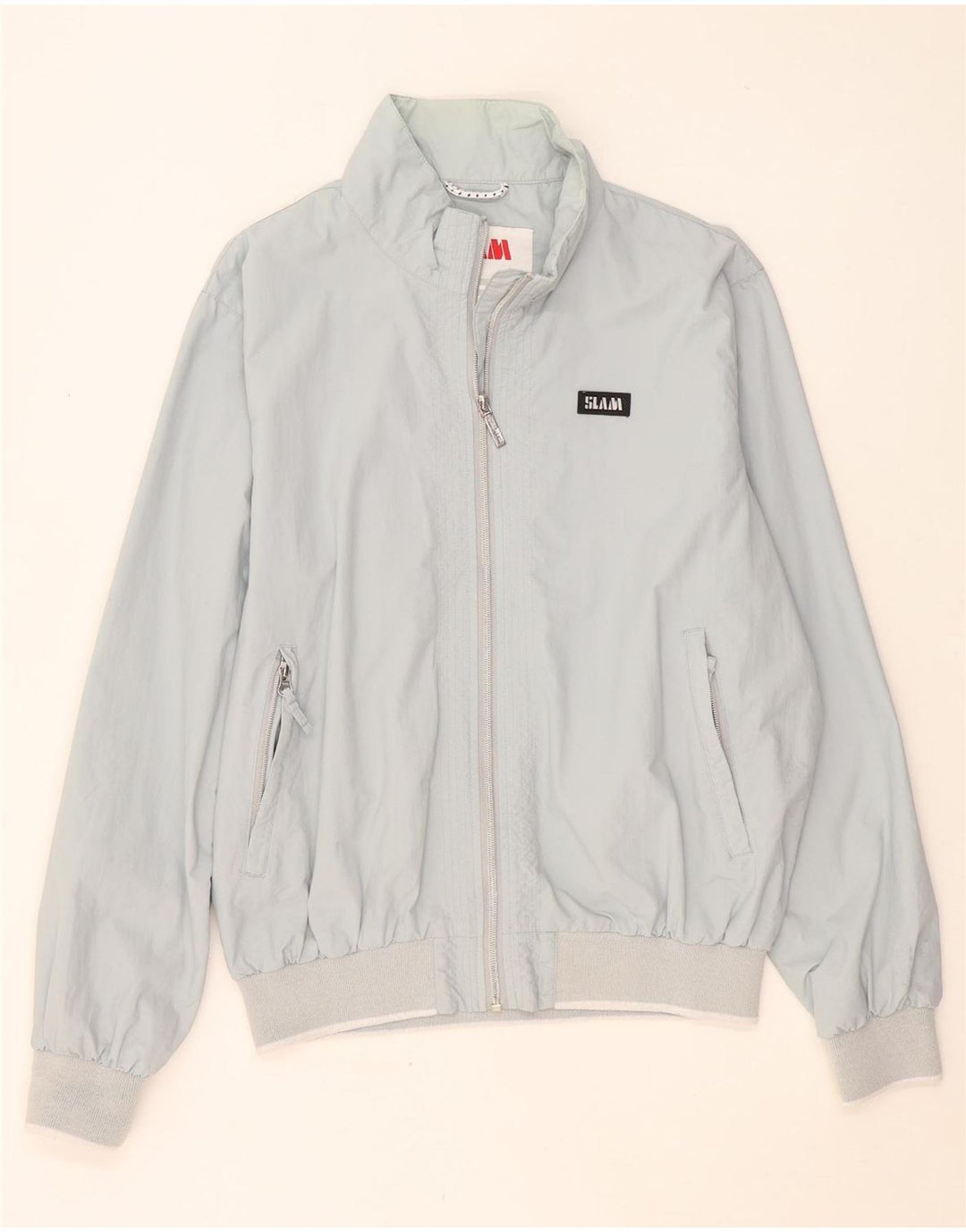 Slam Herre Bomber Jacket UK 40 Stor Blå Nylon