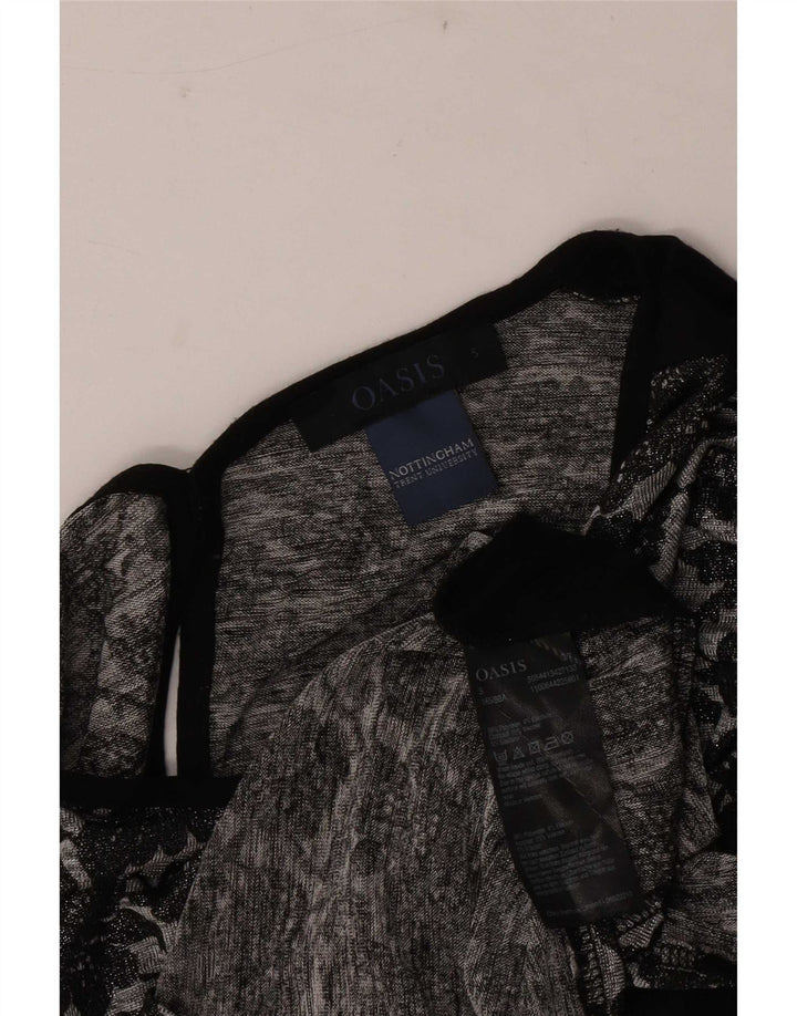 Oasis Damebluse Top UK 10 Small Black Floral Polyester
