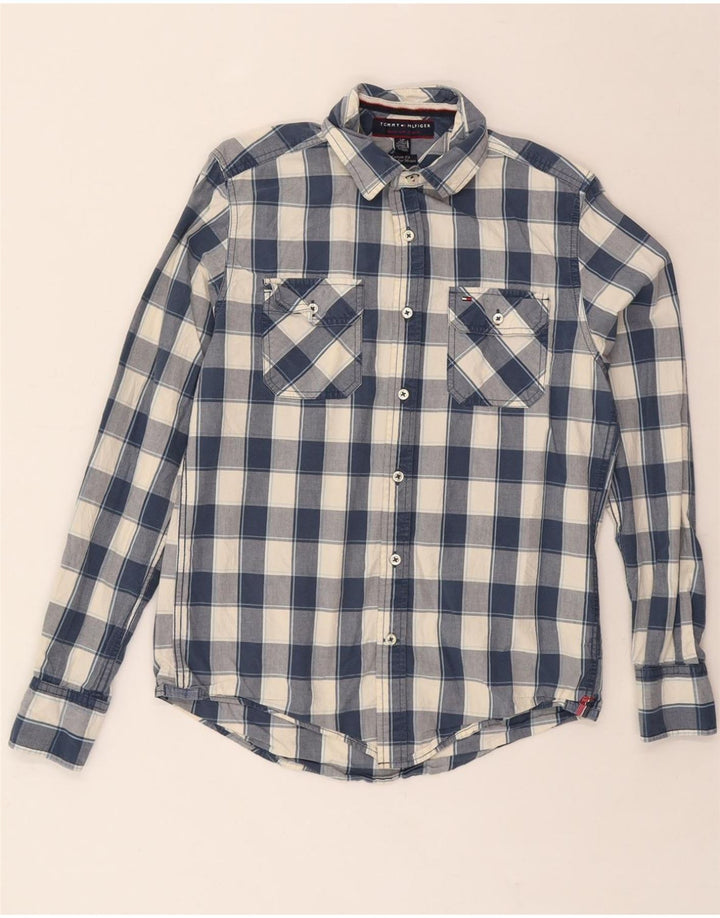 TOMMY HILFIGER Mens Custom Fit Shirt Small Navy Blue Check Cotton Vintage Tommy Hilfiger and Second-Hand Tommy Hilfiger from Messina Hembry 