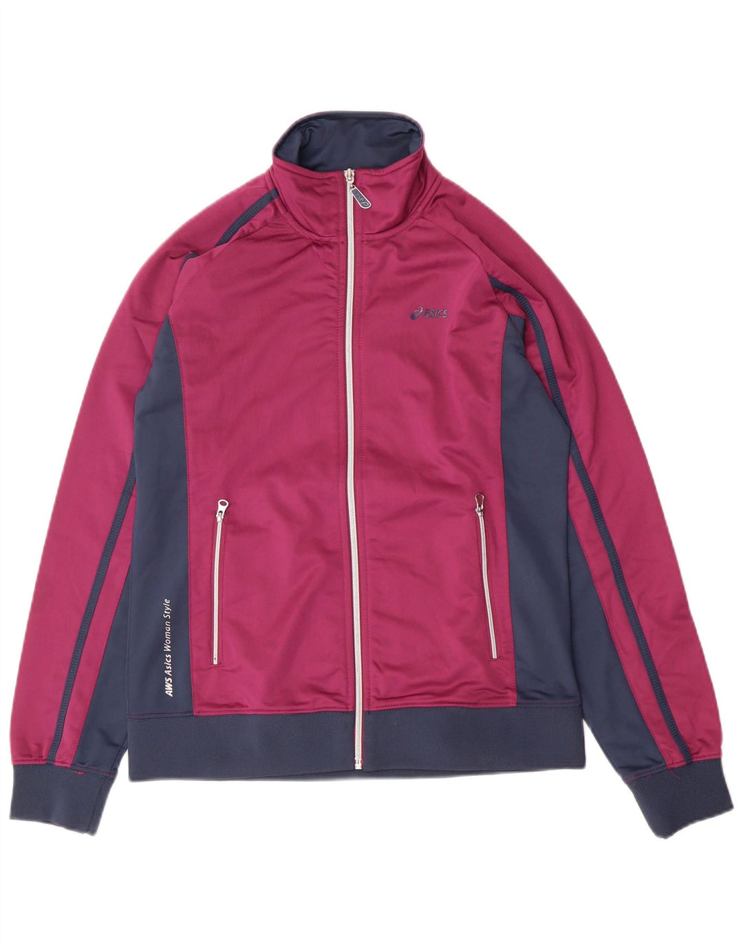ASICS træningsdragt topjakke til kvinder UK 14 Large Purple Colourblock Polyester