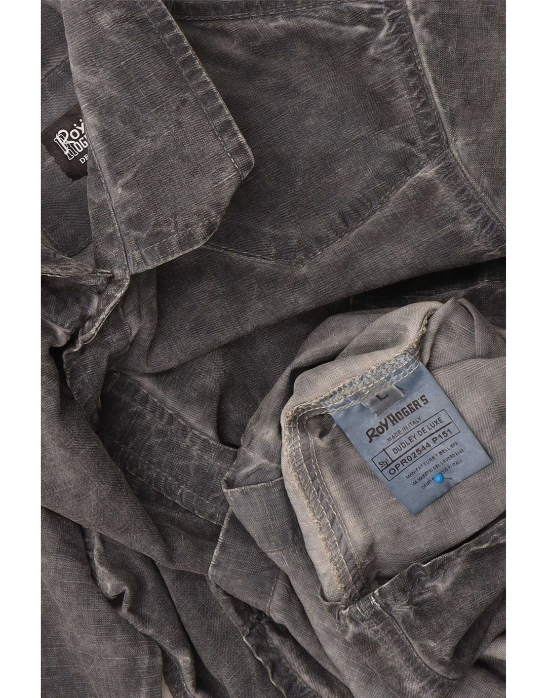 Roy Rogers Herre Acid Wash Skjorte Stor Grå Lyocell