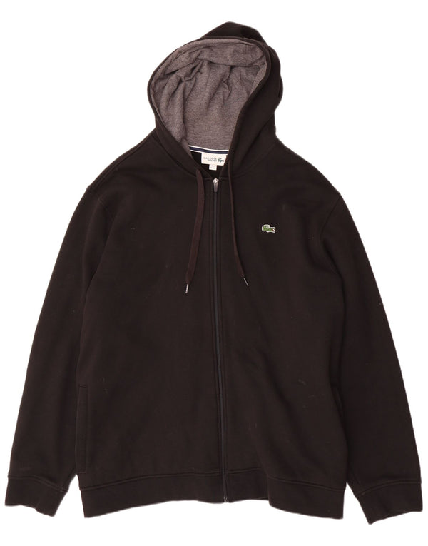 Lacoste Herre hættetrøje med lynlås str. 9 4XL Sort bomuld