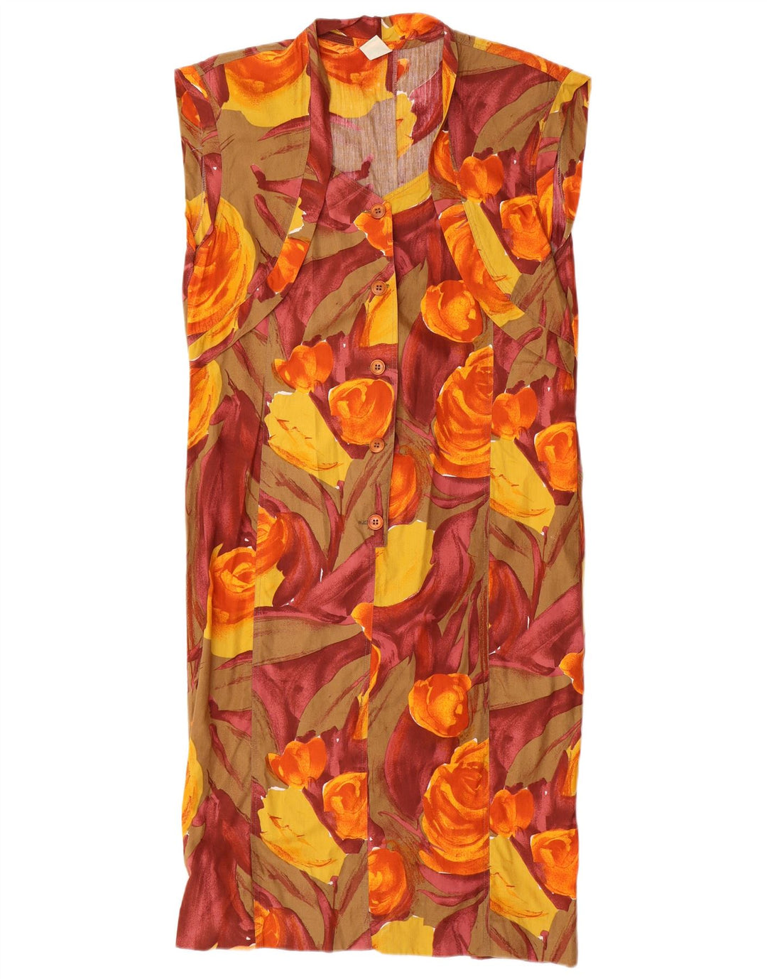 Vintage Dame Ærmeløs Skift Kjole IT 44 Medium Multicolored Floral