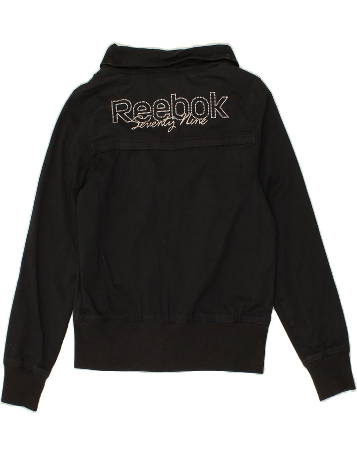 REEBOK Womens Bomber Jacket UK 10 Small Black Cotton Vintage Reebok and Second-Hand Reebok from Messina Hembry 