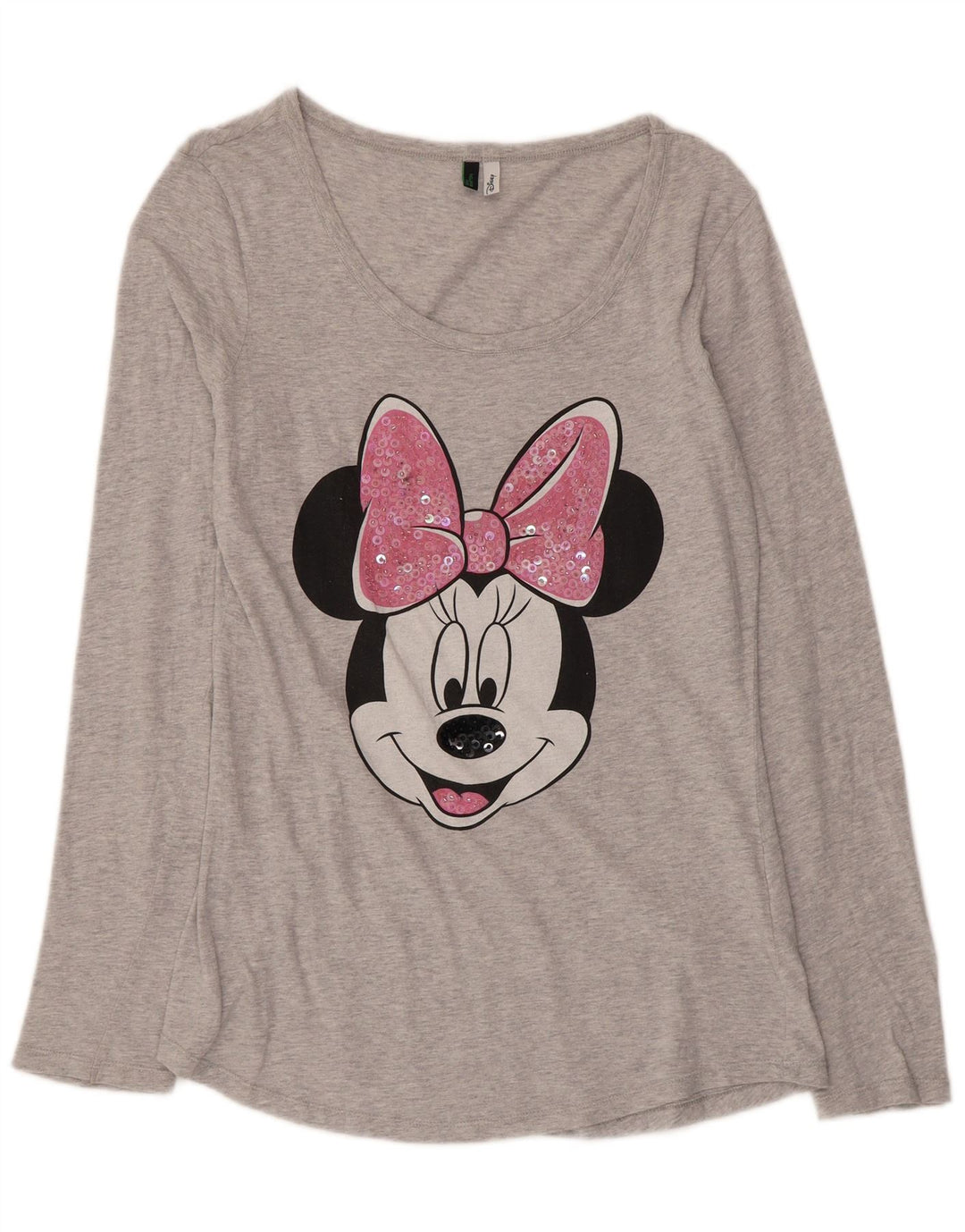 Benetton Dame Minnie Graphic Top Langærmet Medium Grey Bomuld