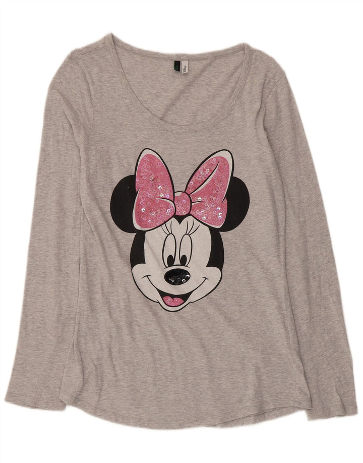 Benetton Dame Minnie Graphic Top Langærmet Medium Grey Bomuld
