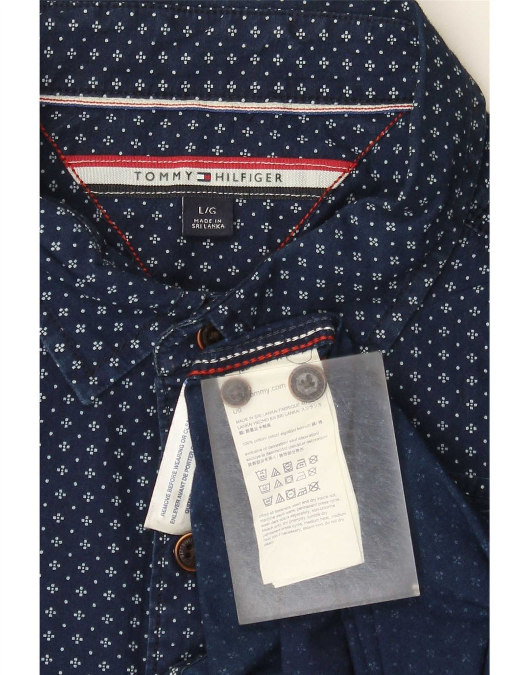 Tommy Hilfiger Herre abstrakt mønster skjorte Stor marineblå bomuld