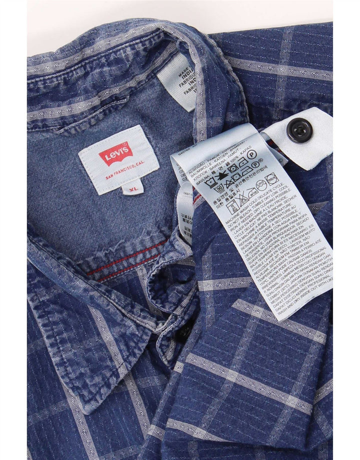 Levi's herreskjorte XL blå ternet bomuld
