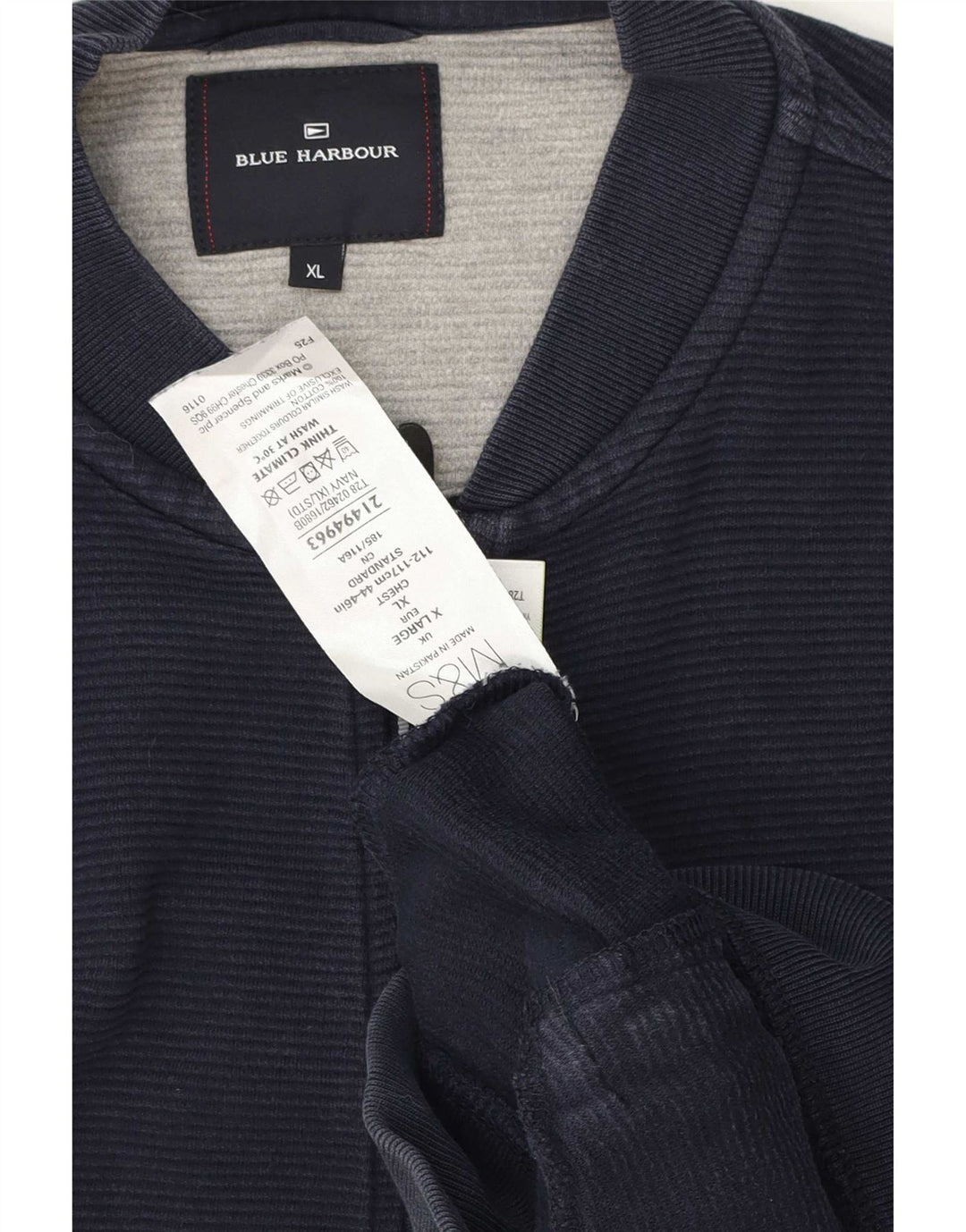 Marks & Spencer Herre Blue Harbor Træningsdragt Topjakke XL Marineblå Bomuld