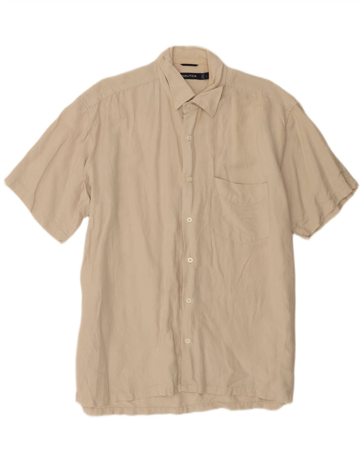 Nautica Kortærmet Herreskjorte Stor Beige Linned