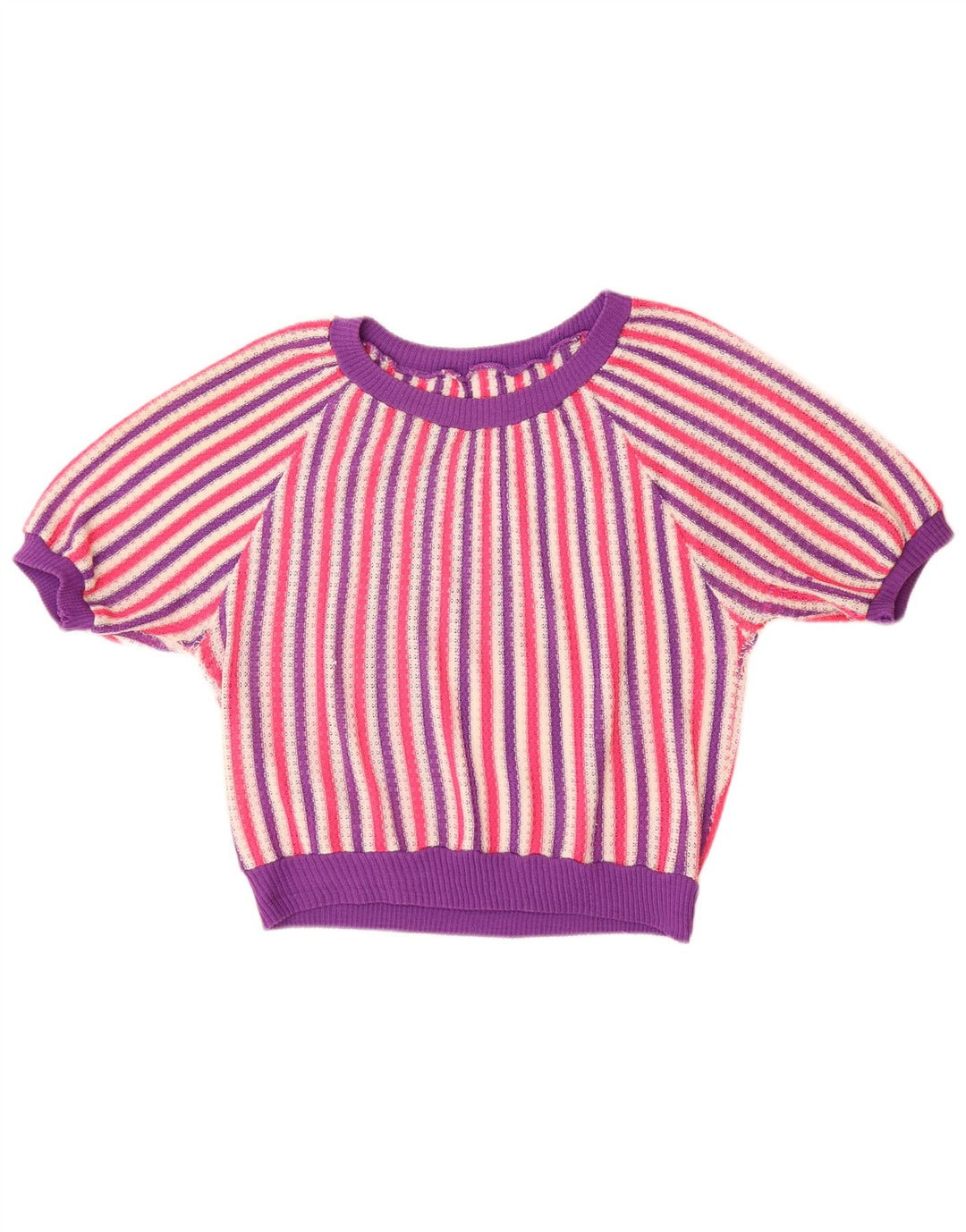 VINTAGE Dame Boat Neck Jumper Sweater UK 14 Stor Flerfarvet Stribet