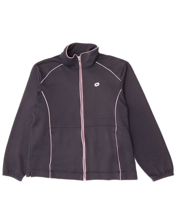 Lotto Womens Tracksuit Top Jacket UK 12 Medium Navy Blue