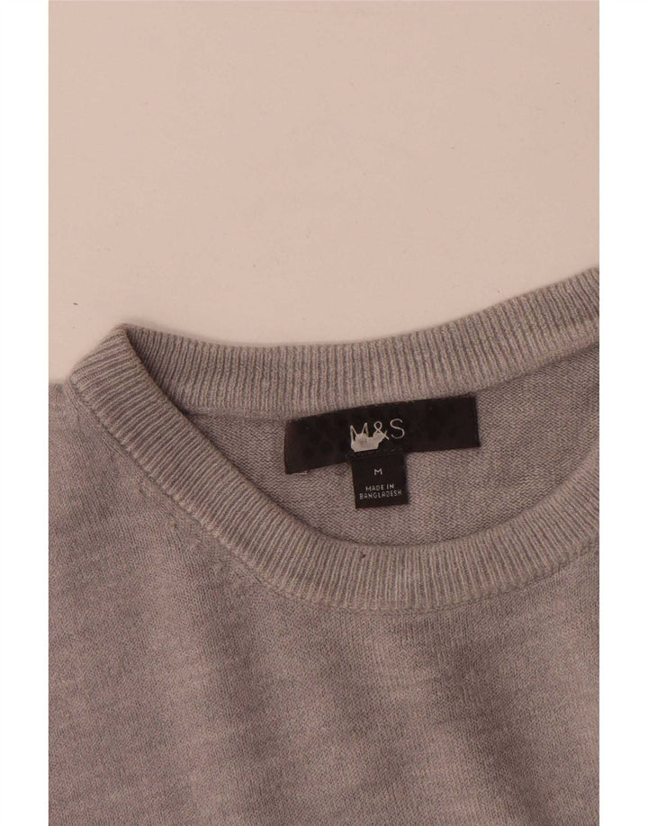 Marks & Spencer Herre sweater med rund hals, mellemgrå akryl