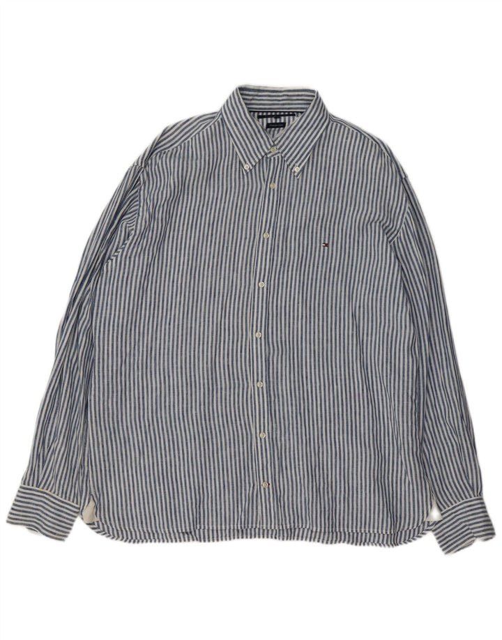 Tommy Hilfiger Herreskjorte 2XL Blå nålestribet linned