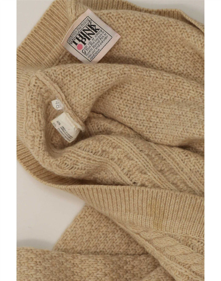 Tænk Pink Herre Cardigan Sweater IT 48 Medium Beige Lammeuld