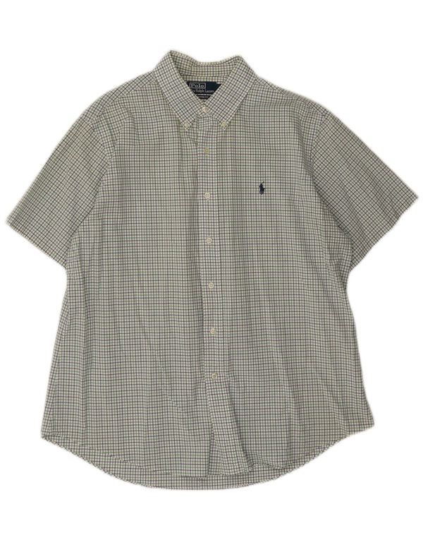 Polo Ralph Lauren Herre kortærmet Custom Fit skjorte XL grøn ternet bomuld