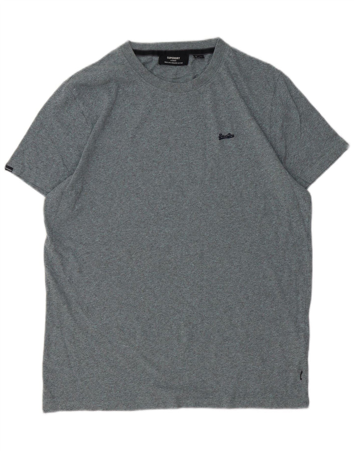 SUPERDRY Herre T-Shirt Top XL Grå Bomuld