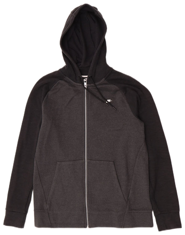 Nike Mens Zip Hoodie Sweater Medium Grey Colourblock Cotton
