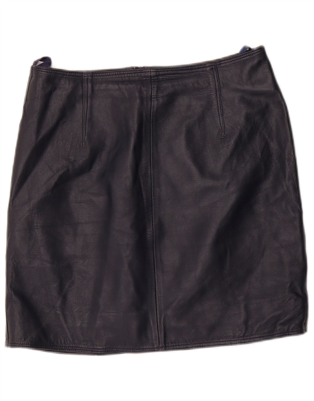 Vintage Dame Mini Læder Nederdel EU 36 Small W28 Navy Blue Læder