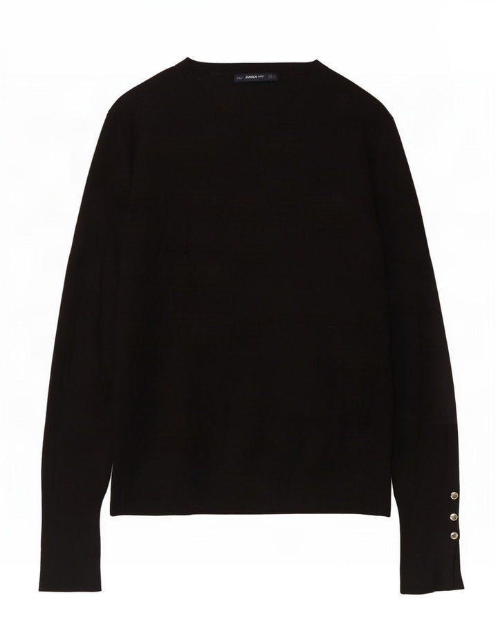 Zara Dame Boat Neck Jumper Sweater UK 14 Large Black