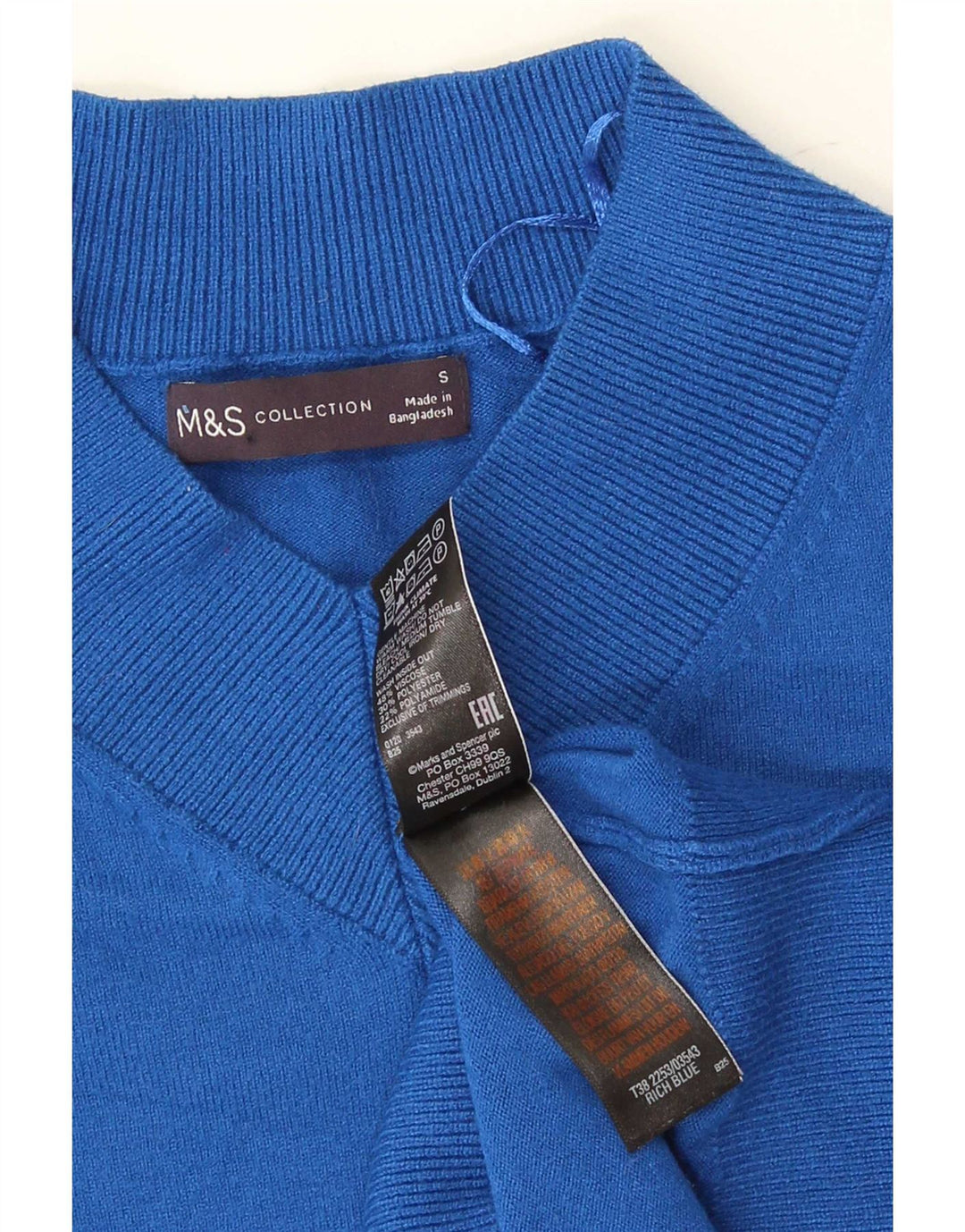Marks & Spencer Womens Crop V-hals sweater UK 10 Small Blue