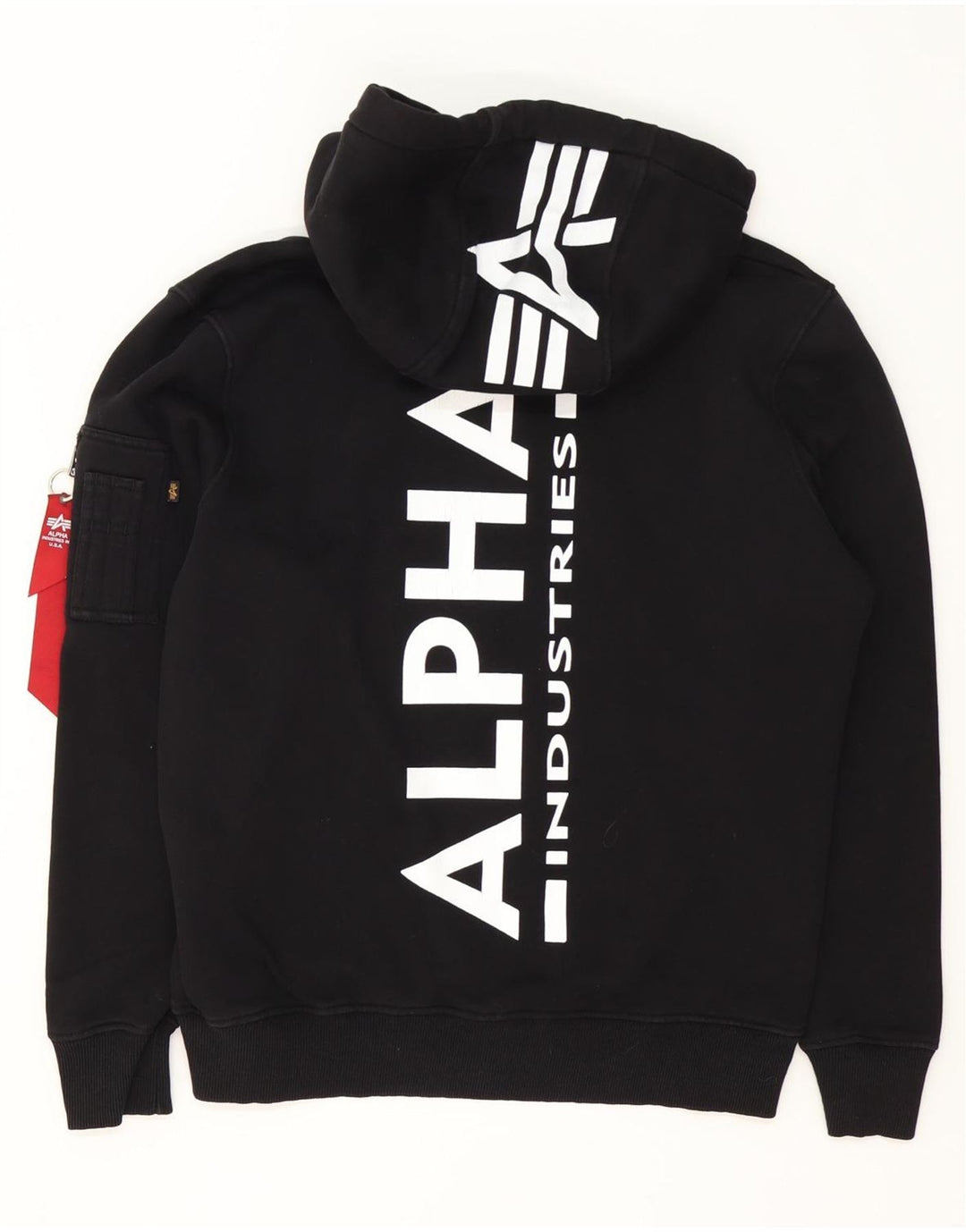 Alpha Industries Grafisk hættetrøje til mænd mellem sort bomuld