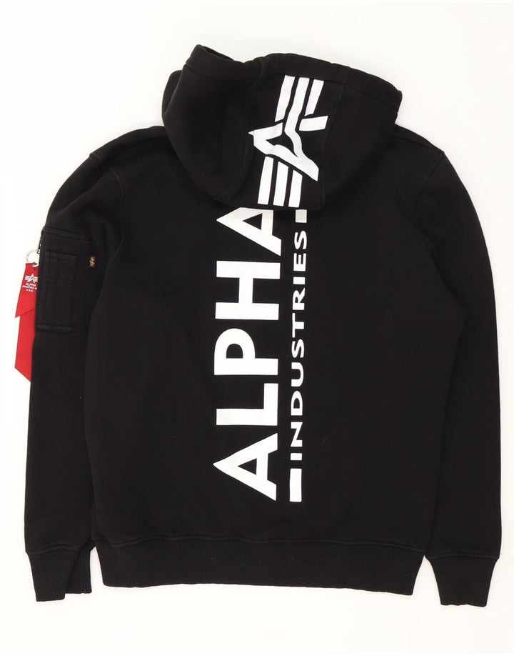 Alpha Industries Grafisk hættetrøje til mænd mellem sort bomuld