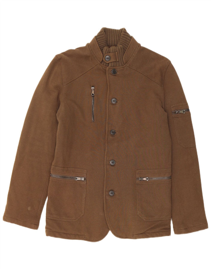 Zara Herre Windbreaker Jacket UK 38 Medium Khaki Bomuld