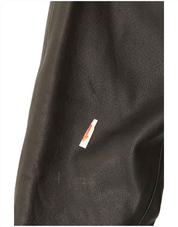 Vintage Dame Oversized Læderjakke IT 48 2XL Sort Læder