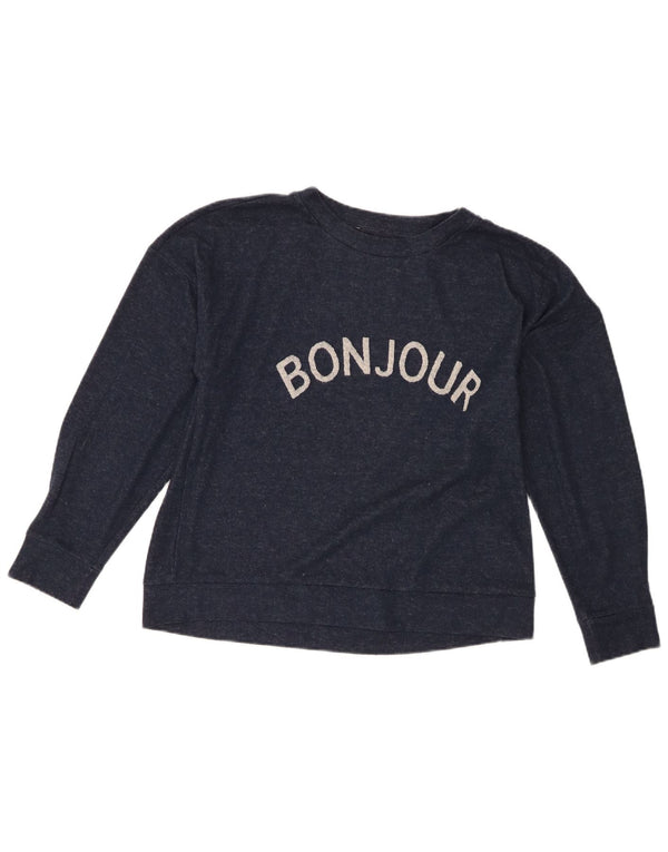 Marks & Spencer Dame Grafisk Top Langærmet UK 14 Medium Navy Blue