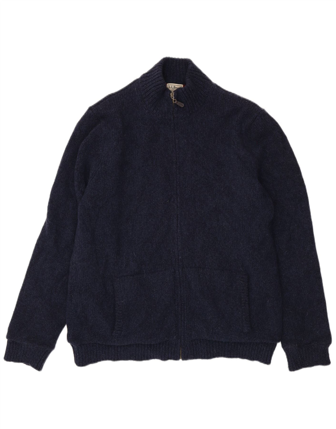 L.L.Bean Herre høj cardigan sweater Stor marineblå lammeuld