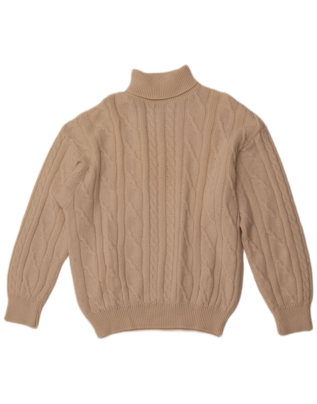 MALAGRIDA Herre rullehals sweater stor beige bomuld