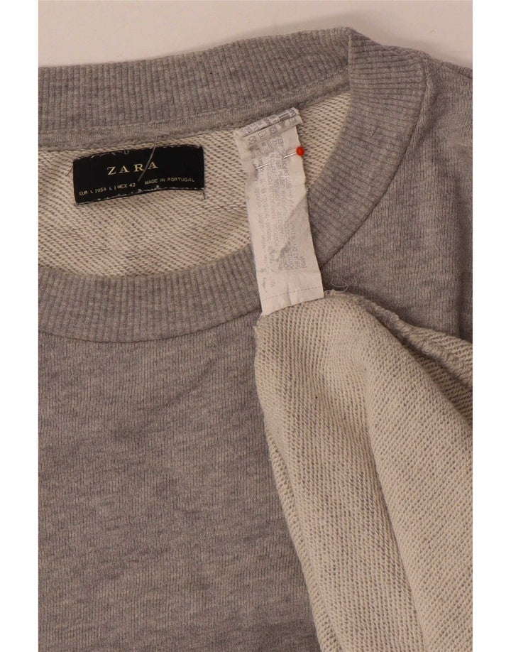 Zara Sweatshirt-trøje til mænd, stor grå flækket bomuld