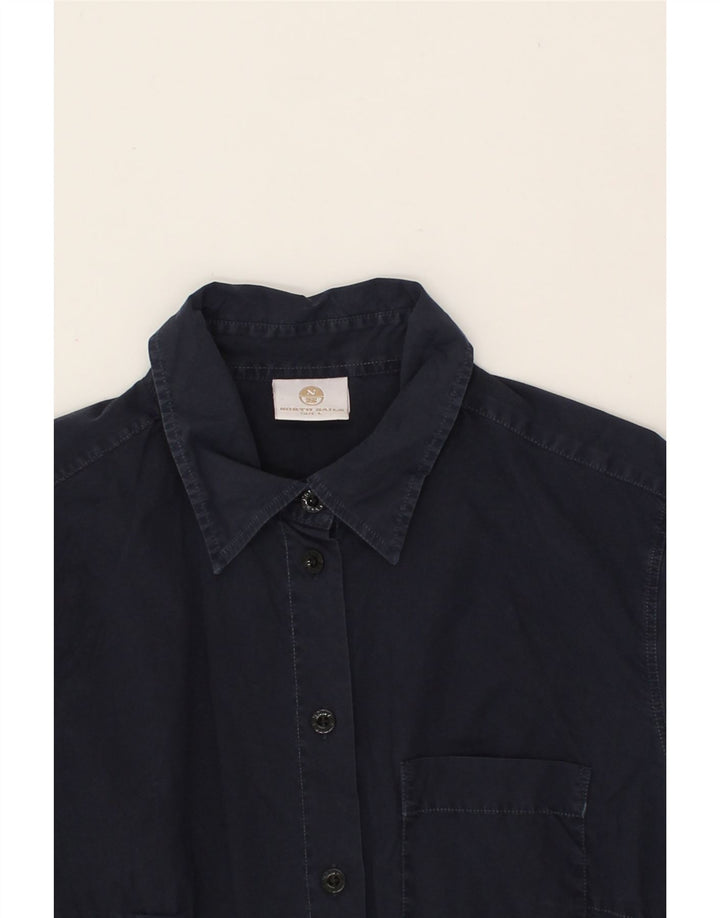 NORTH SAILS Womens Shirt UK 14 Large Navy Blue Cotton Vintage North Sails and Second-Hand North Sails from Messina Hembry 